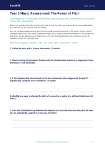 Free Pitch Assessment | Year 5 Core | BookFlik