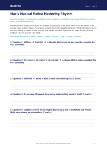 Free Rhythm Activity Sheet | Year 5 Core | BookFlik