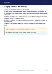 Free Singing Poster | Year 4 Supported | BookFlik