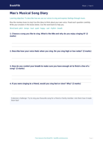 Free Singing Template | Year 4 Supported | BookFlik