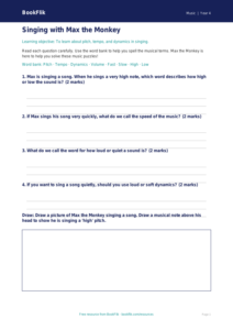 Free Singing Worksheet | Year 4 Supported | BookFlik