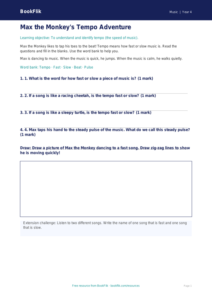 Free Tempo Worksheet | Year 4 Music Theory | BookFlik