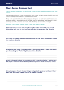 Free Tempo Worksheet | Year 5 Music Theory | BookFlik