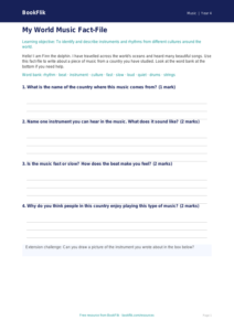 Free World Music Template | Year 4 Supported | BookFlik