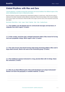 Free World Music Activity Sheet | Year 5 Core | BookFlik