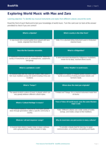 Free World Music Flashcards | Year 5 Core | BookFlik