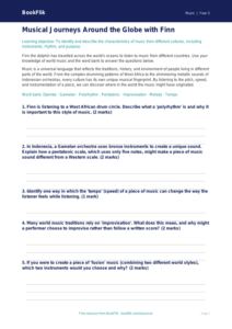 Free World Music Worksheet | Year 5 Core | BookFlik