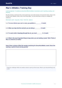 Free Athletics Activity Sheet | Year 4 Supported | BookFlik