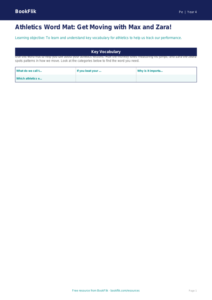 Free Athletics Word Mat | Year 4 Supported | BookFlik