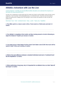 Free Athletics Activity Sheet | Year 5 Core | BookFlik