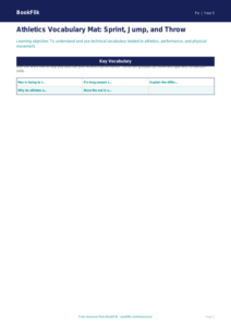 Free Athletics Word Mat | Year 5 Core | BookFlik