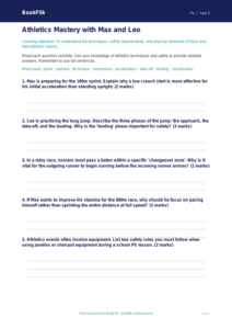 Free Athletics Worksheet | Year 5 Core | BookFlik