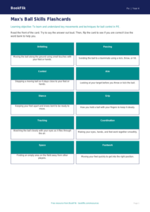 Free Ball Skills Flashcards | Year 4 Supported | BookFlik