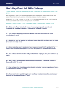 Free Ball Skills Quiz | Year 4 Greater Depth | BookFlik