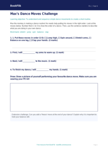 Free Dance Activity Sheet | Year 4 Supported | BookFlik