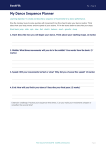 Free Dance Template | Year 4 Supported | BookFlik