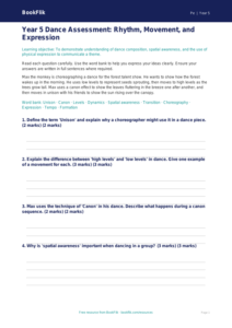 Free Dance Assessment | Year 5 Core | BookFlik