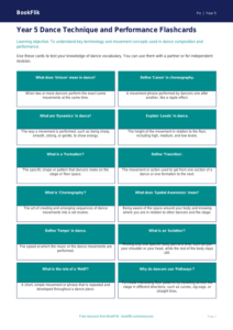 Free Dance Flashcards | Year 5 Core | BookFlik