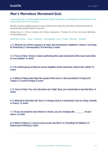 Free Dance Quiz | Year 5 Core | BookFlik