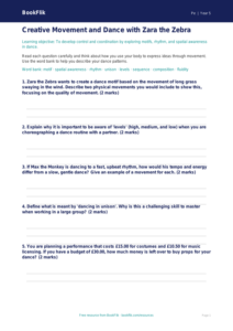 Free Dance Worksheet | Year 5 Core | BookFlik