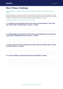 Free Fitness Activity Sheet | Year 4 Supported | BookFlik