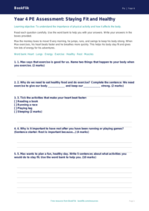 Free Fitness Assessment Worksheet | Year 4 Supported | BookFlik