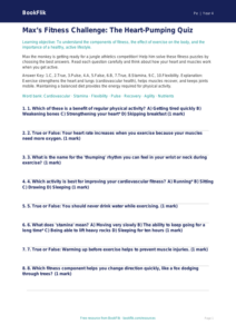 Free Fitness Quiz | Year 4 Greater Depth | BookFlik
