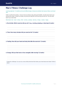Free Fitness Template | Year 4 Supported | BookFlik
