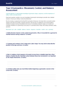 Free Gymnastics Assessment | Year 4 Greater Depth | BookFlik