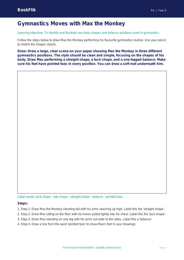 Free Gymnastics Drawing Sheet | Year 4 Supported | BookFlik worksheet preview — Pe Gymnastics