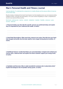 Free Health And Fitness Template | Year 4 Greater Depth | BookFlik