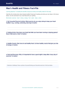 Free Health And Fitness Template | Year 4 Supported | BookFlik