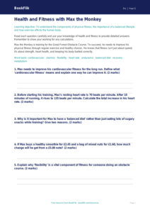 Free Health And Fitness Worksheet | Year 5 Core | BookFlik