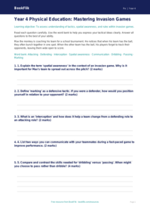 Free Invasion Games Assessment | Year 4 Greater Depth | BookFlik