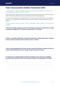 Free Outdoor Adventures Assessment | Year 4 Greater Depth | BookFlik