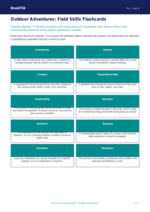 Free Outdoor Adventures Flashcards | Year 4 Greater Depth | BookFlik