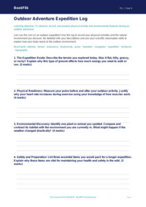 Free Outdoor Adventures Template | Year 4 Greater Depth | BookFlik