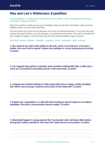 Free Outdoor Adventures Worksheet | Year 4 Greater Depth | BookFlik