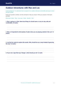 Free Outdoor Adventures Worksheet | Year 4 Supported | BookFlik
