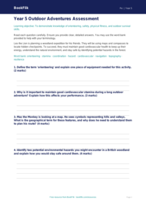 Free Outdoor Adventures Assessment | Year 5 Core | BookFlik