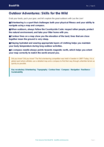 Free Outdoor Adventures Poster | Year 5 Core | BookFlik