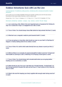 Free Outdoor Adventures Quiz | Year 5 Core | BookFlik