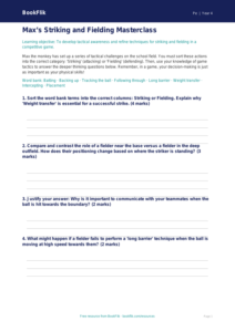 Free Striking And Fielding Activity Sheet | Year 4 Greater Depth | BookFlik