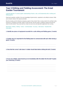 Free Striking And Fielding Assessment | Year 4 Greater Depth | BookFlik