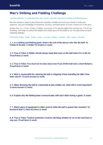 Free Striking And Fielding Quiz | Year 4 Greater Depth | BookFlik