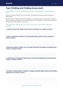 Free Striking And Fielding Assessment | Year 5 Core | BookFlik