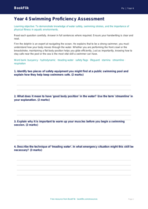 Free Swimming Assessment | Year 4 Greater Depth | BookFlik