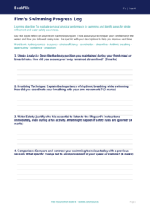 Free Swimming Template | Year 4 Greater Depth | BookFlik