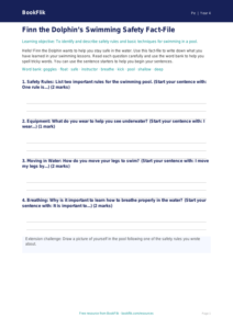 Free Swimming Lesson Worksheet | Year 4 Supported | BookFlik