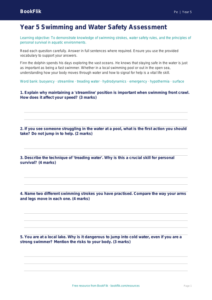 Free Swimming Assessment | Year 5 Core | BookFlik